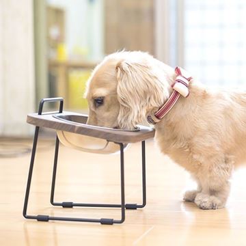 Picture of 拍拍 原木寵物碗托高架（胡桃木）- 中小型犬專用